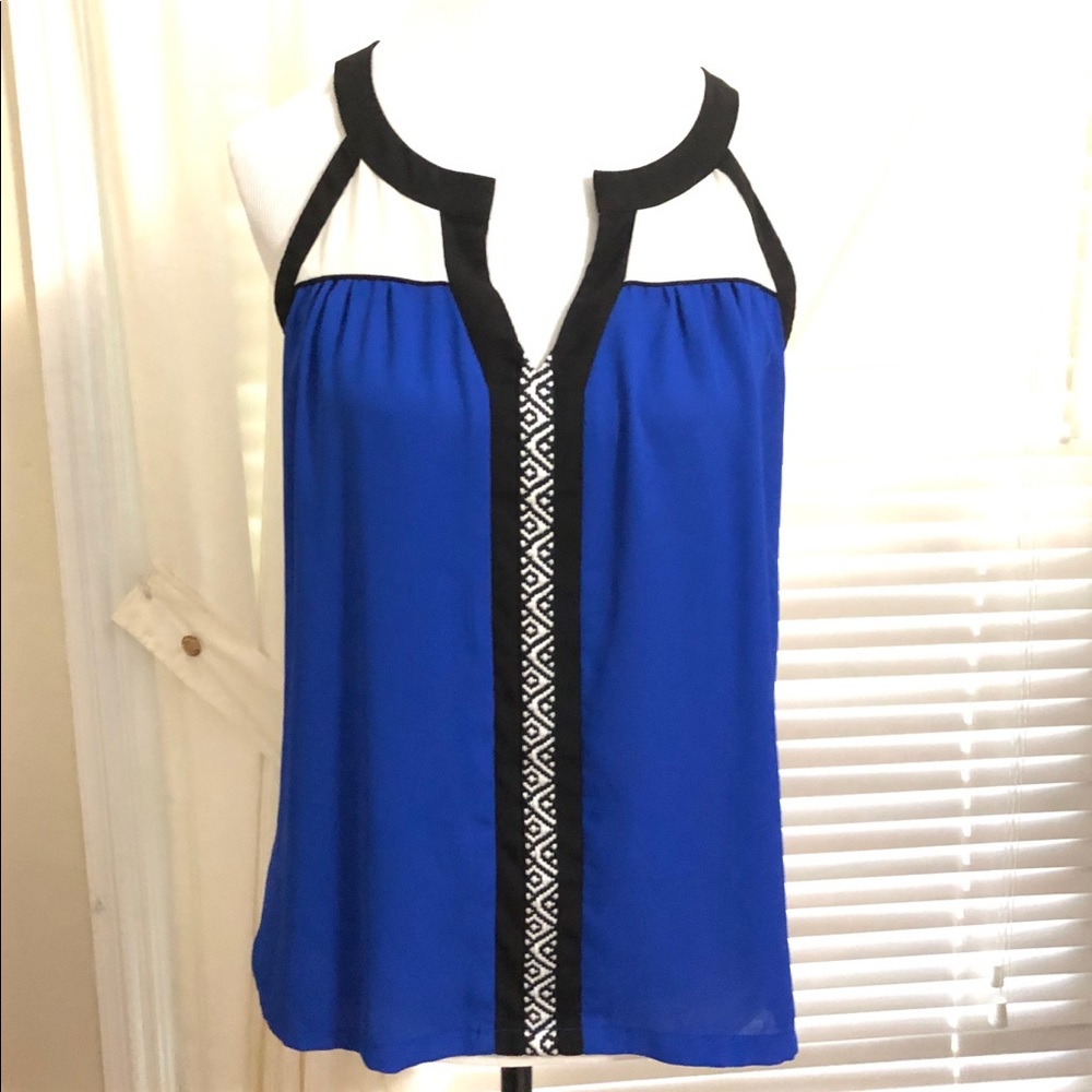 Royal Blue Colorblock Sleeveless Top, Sz Med
